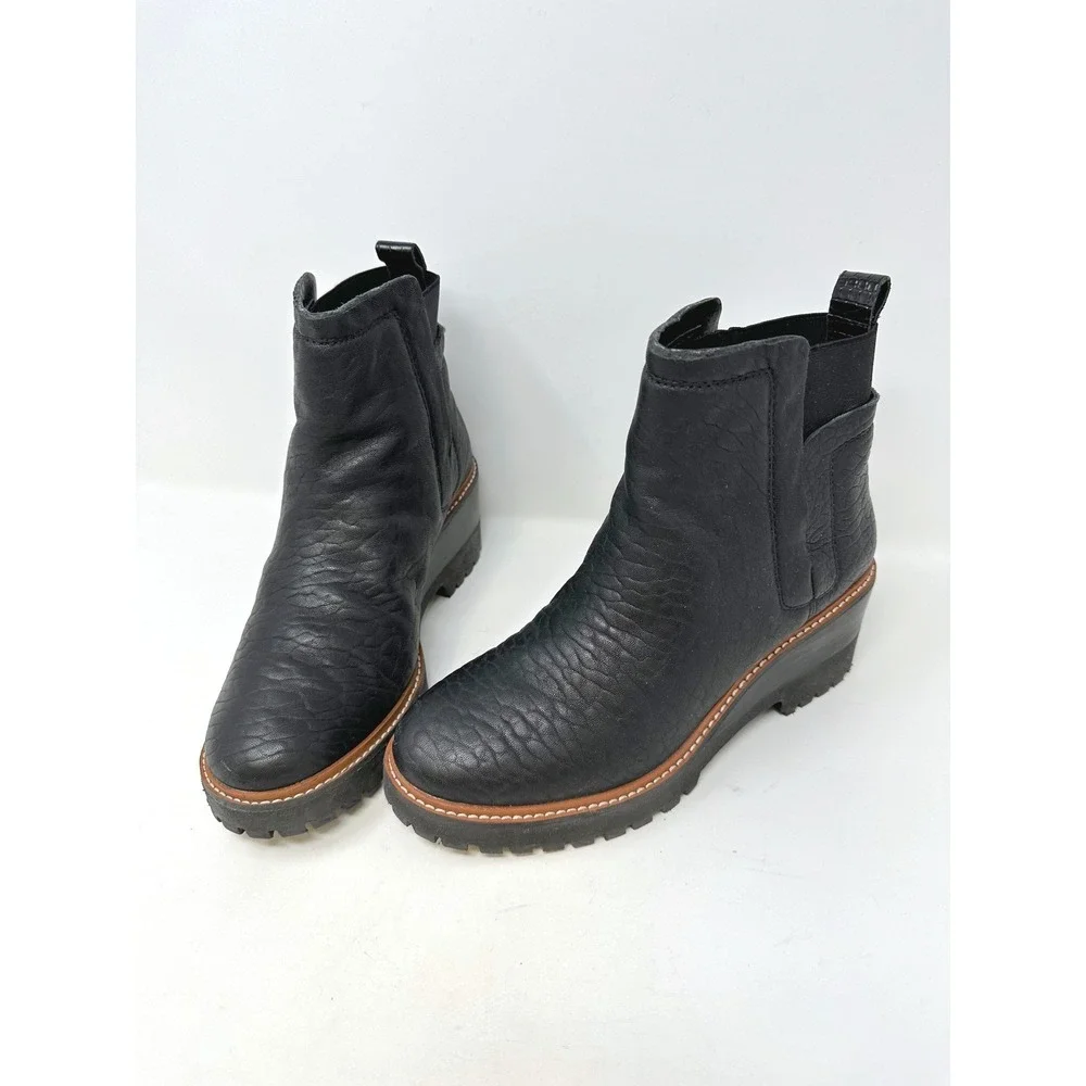 Vince Camuto Dendra Wedge‎ Leather Boots Black 8